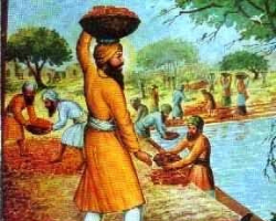 Shri Guru Ram Das Ji doing seva in Goindwal development